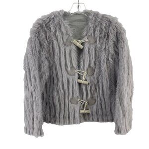 MIMIUS~Gray FAUX Fur Toggle Front Closure Jacket~Size Small